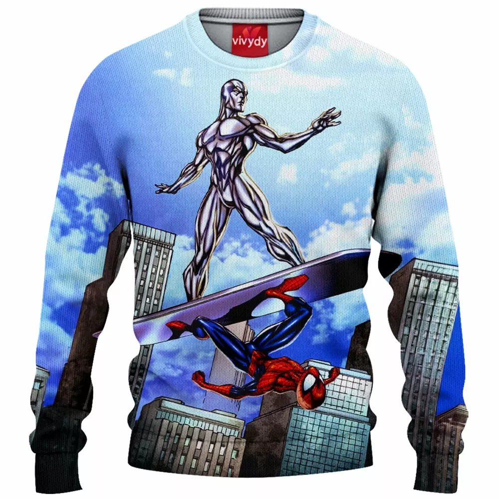 Silver Surfer vs Spiderman Knitted Sweater