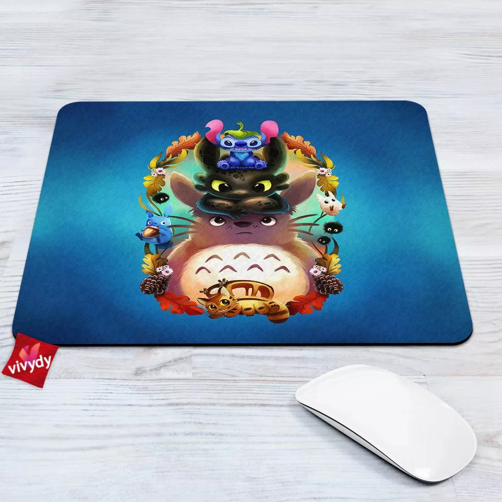 Stitch Toothless Totoro Mouse Pad