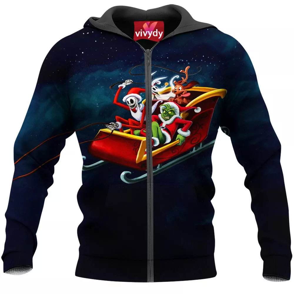 Jack Skellington And Grinch Zip Hoodie