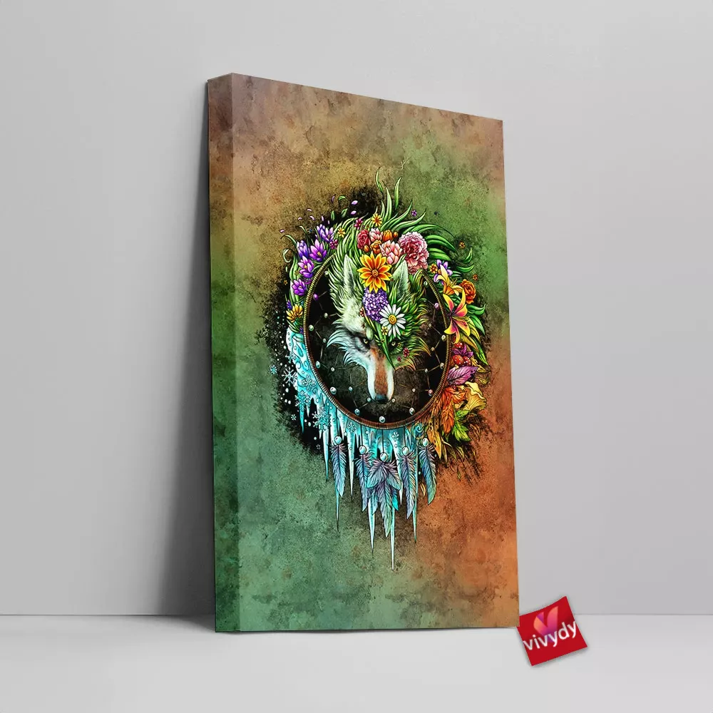 Wolf Dreamcatcher Canvas Wall Art