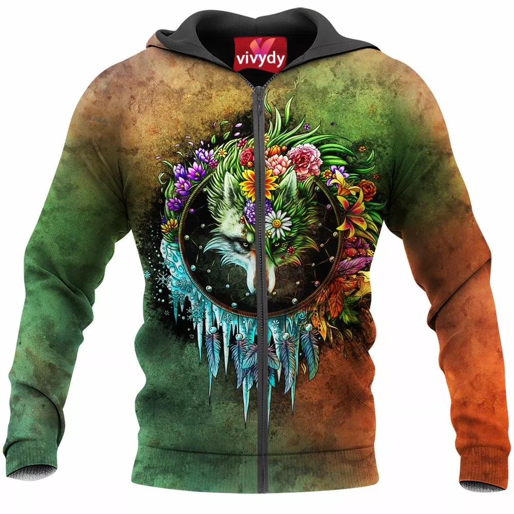 Wolf Dreamcatcher Zip Hoodie