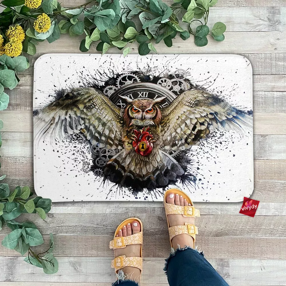 Clock Owl Doormat