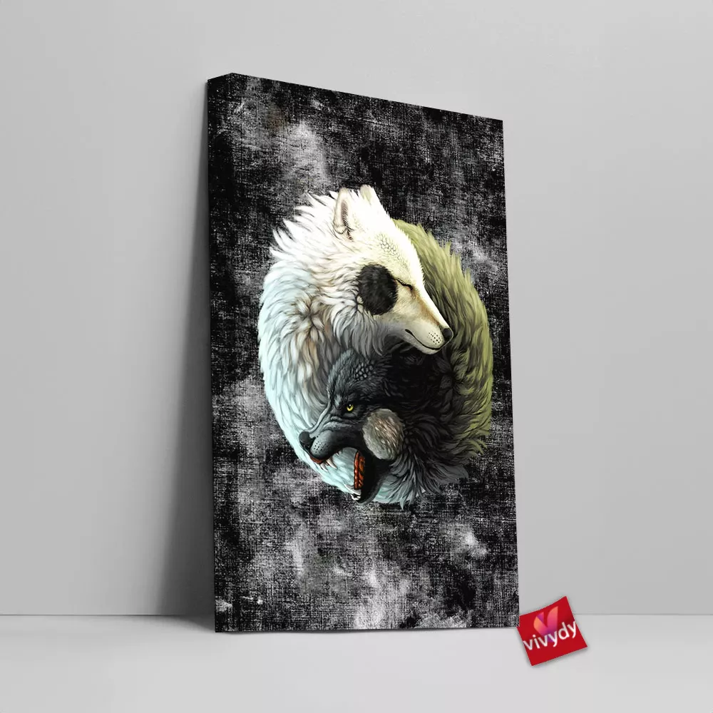 Yin Yang Wolves Canvas Wall Art