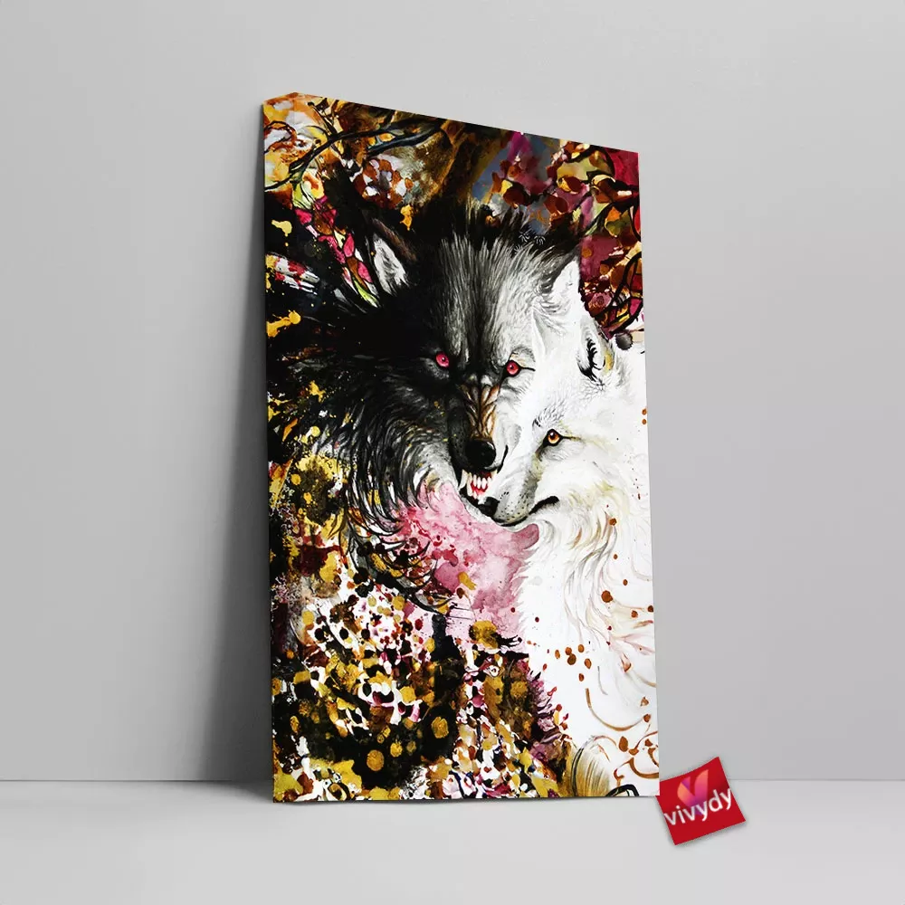 Black And White Wolf Canvas Wall Art