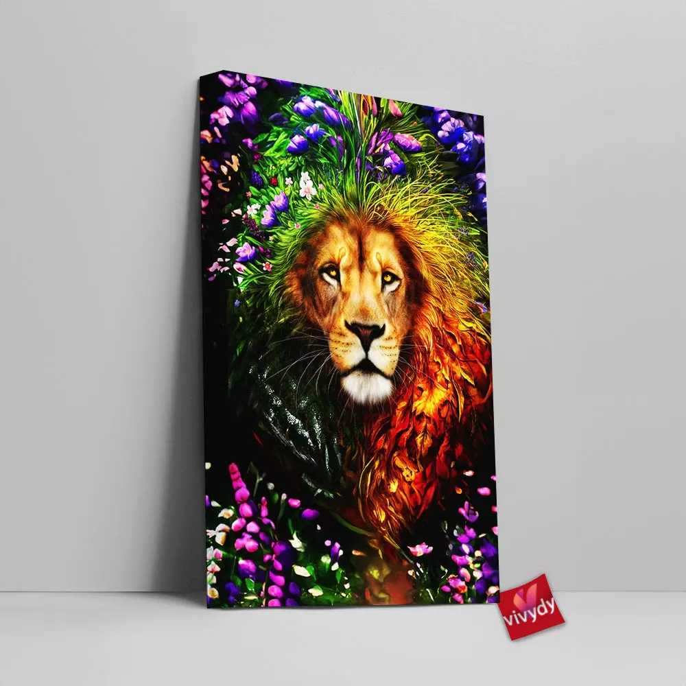 Spirit Of The Seasons Lion Canvas Wall Art