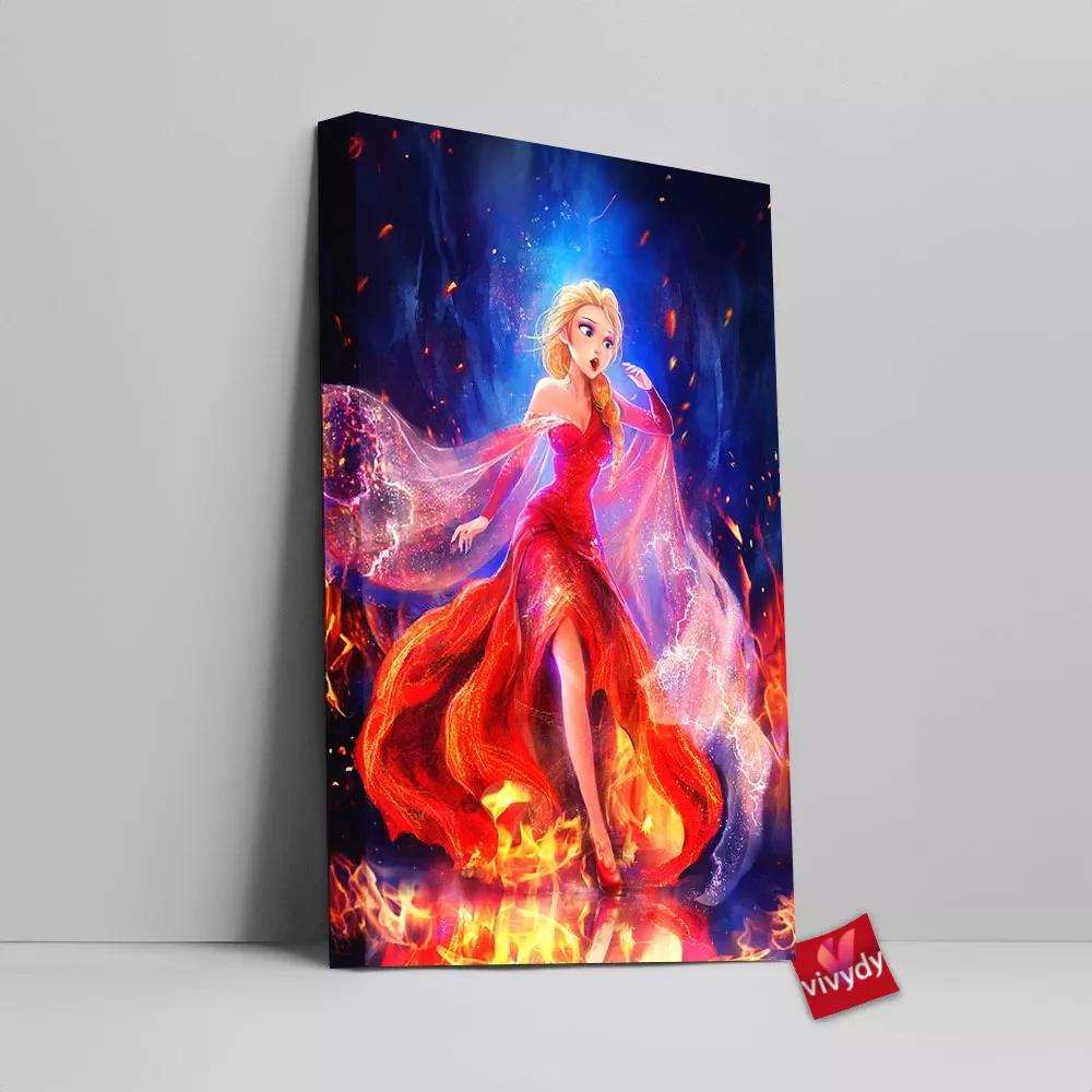 The Queen On Fire Elsa Canvas Wall Art