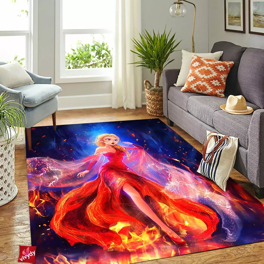 The Queen On Fire Elsa Rectangle Rug