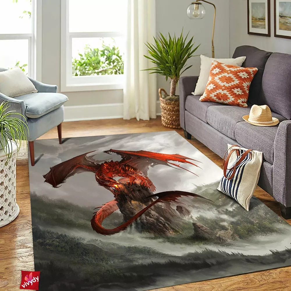 Red Dragon Rectangle Rug