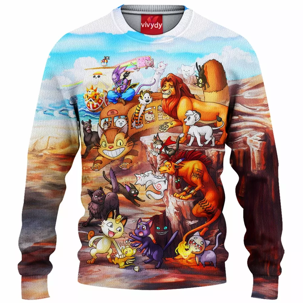 Pop Culture Cats Knitted Sweater