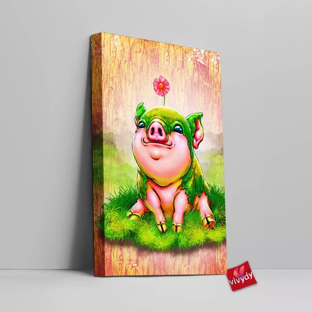 Moss Piglet Canvas Wall Art