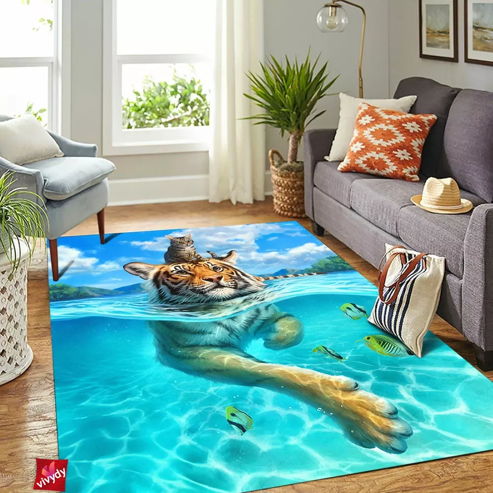 Swim Tiger Rectangle Rug