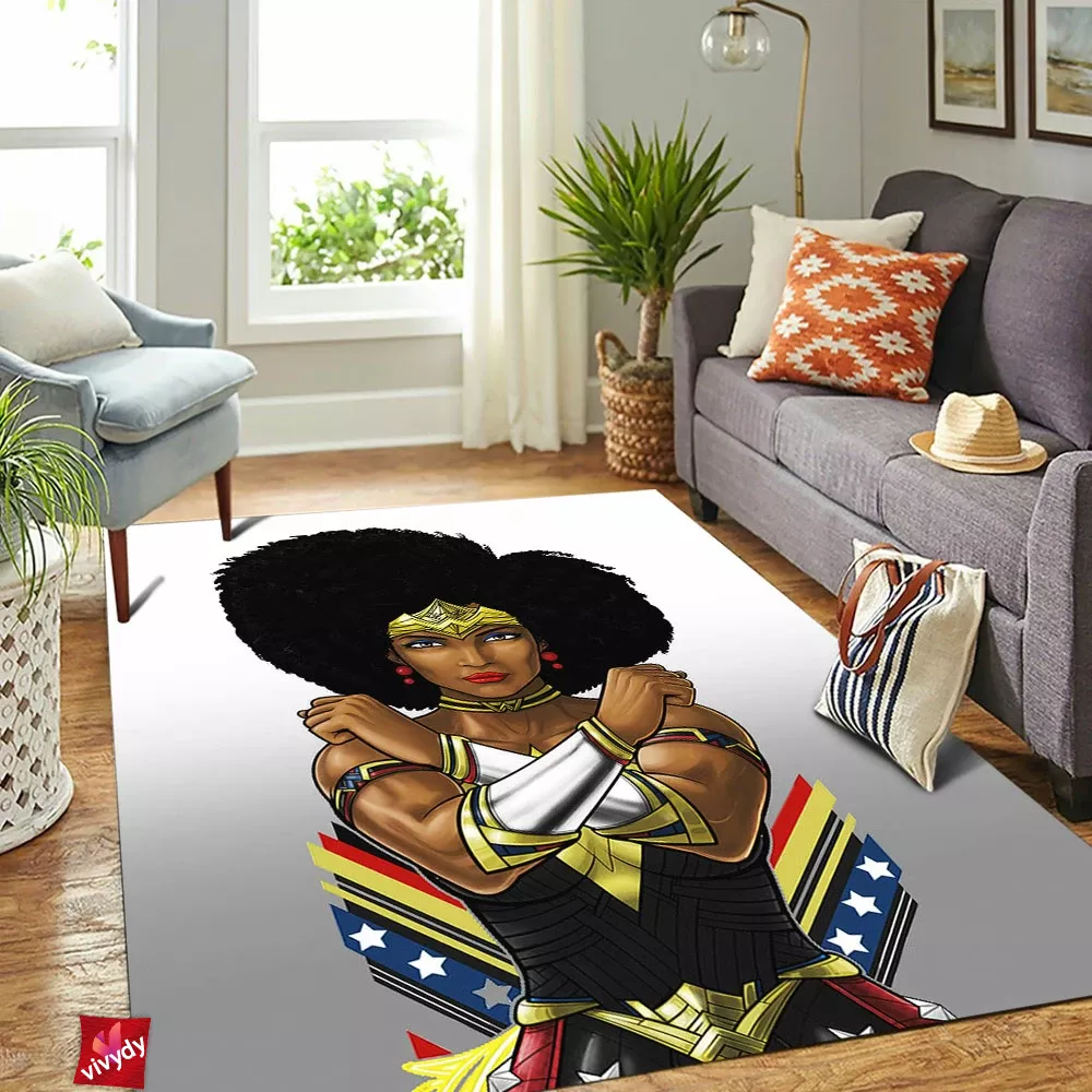 Black Wonder Woman Rectangle Rug