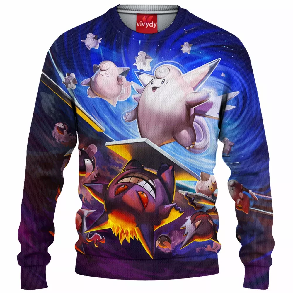 Clefable V Gengar Knitted Sweater