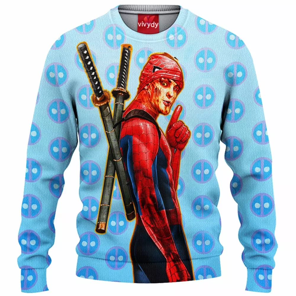 Spider Deadpool Knitted Sweater