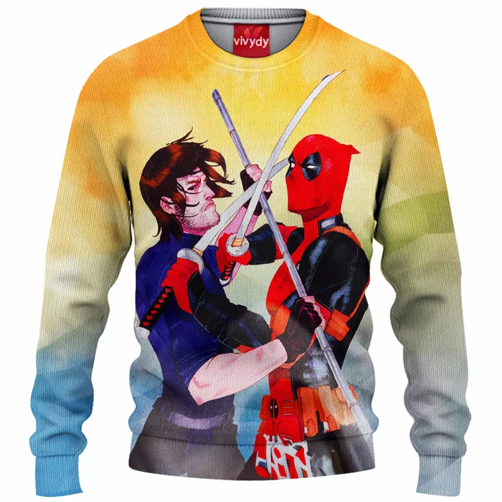 Gambit vs Deadpool Knitted Sweater