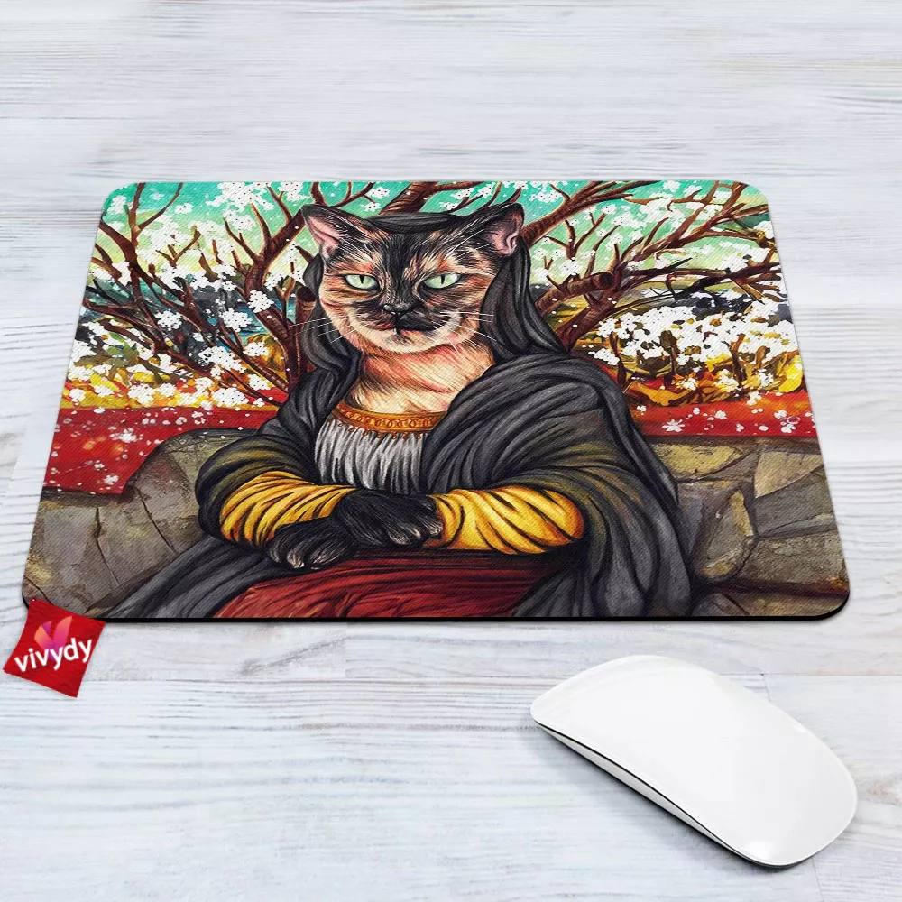 Mona Lisa Cat Mouse Pad