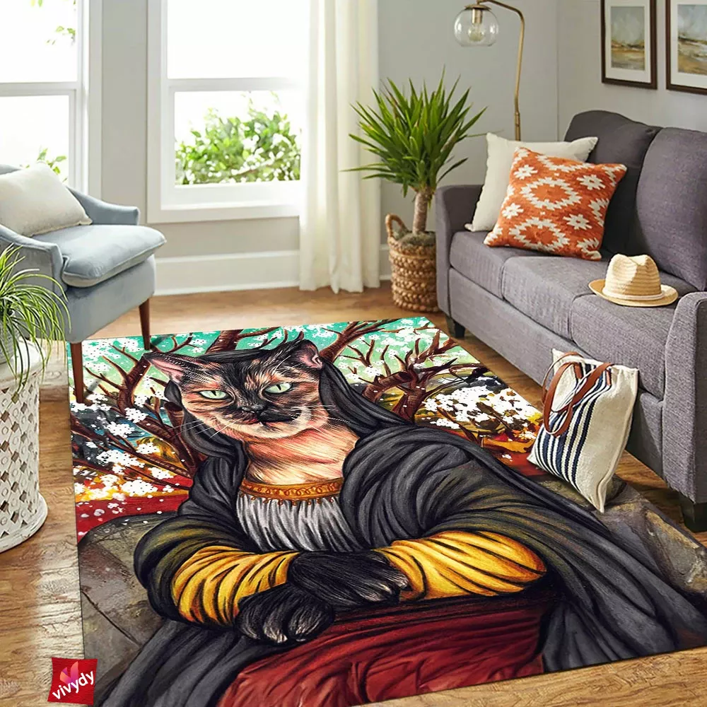 Mona Lisa Cat Rectangle Rug