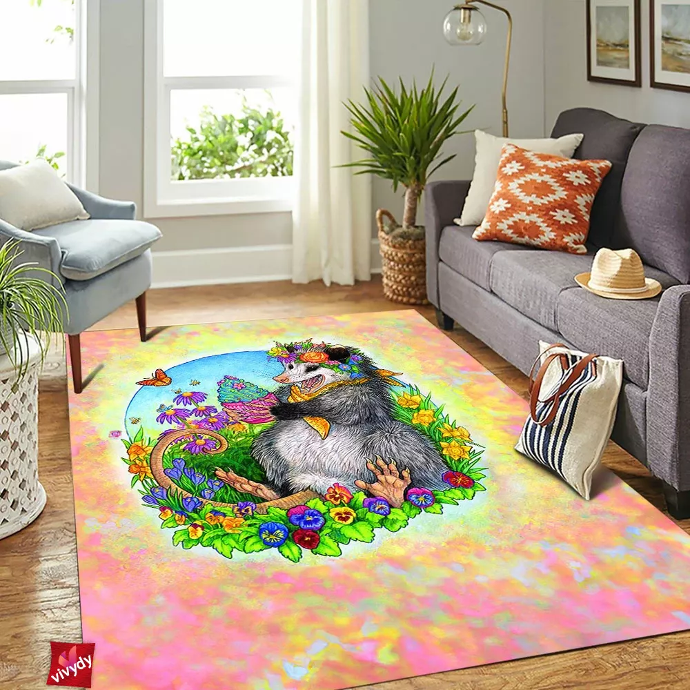 Flower Mouse Rectangle Rug