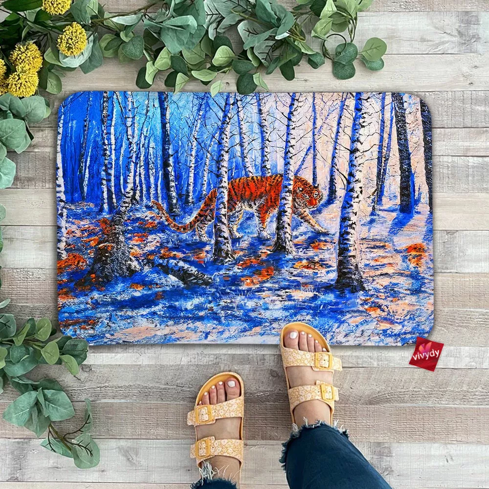 The Snowy Forest Tiger Doormat