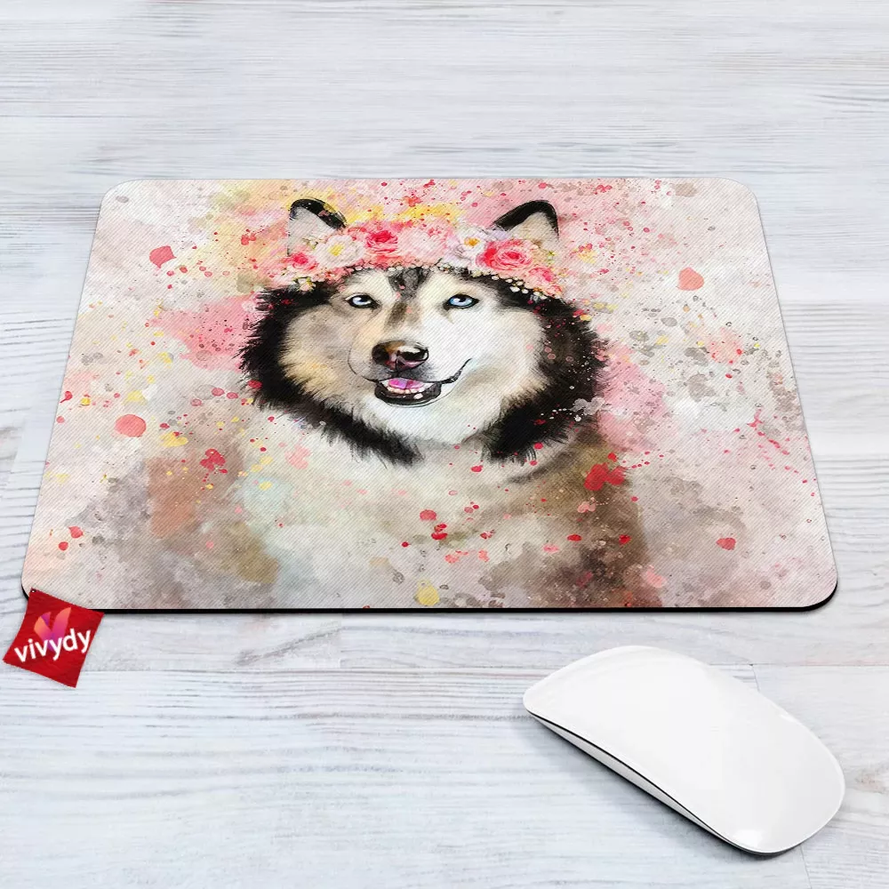 Flower Husky Mouse Pad