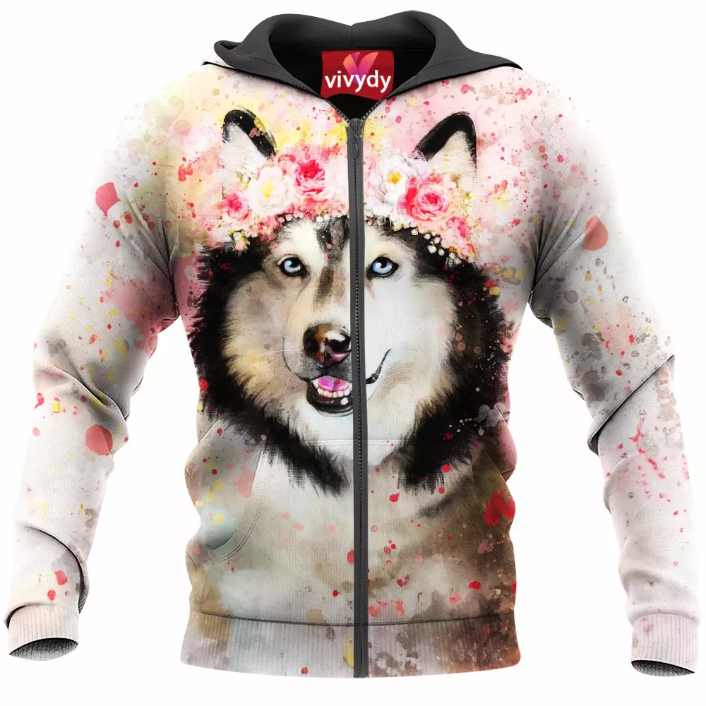 Flower Husky Zip Hoodie