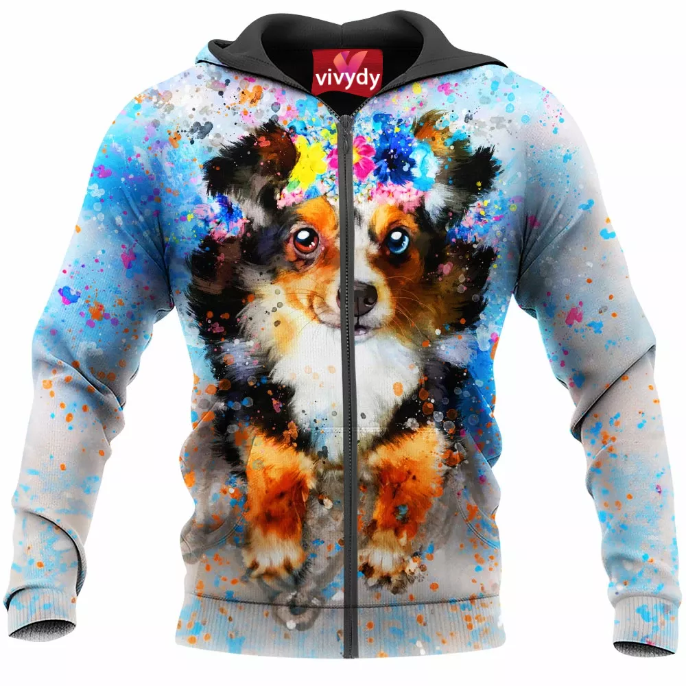 Flower Dog Zip Hoodie