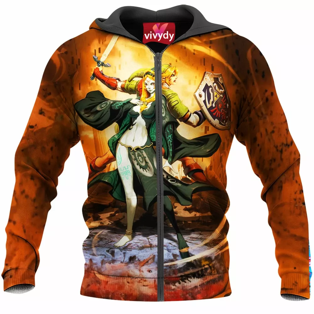 Zelda Midna And Link Zip Hoodie