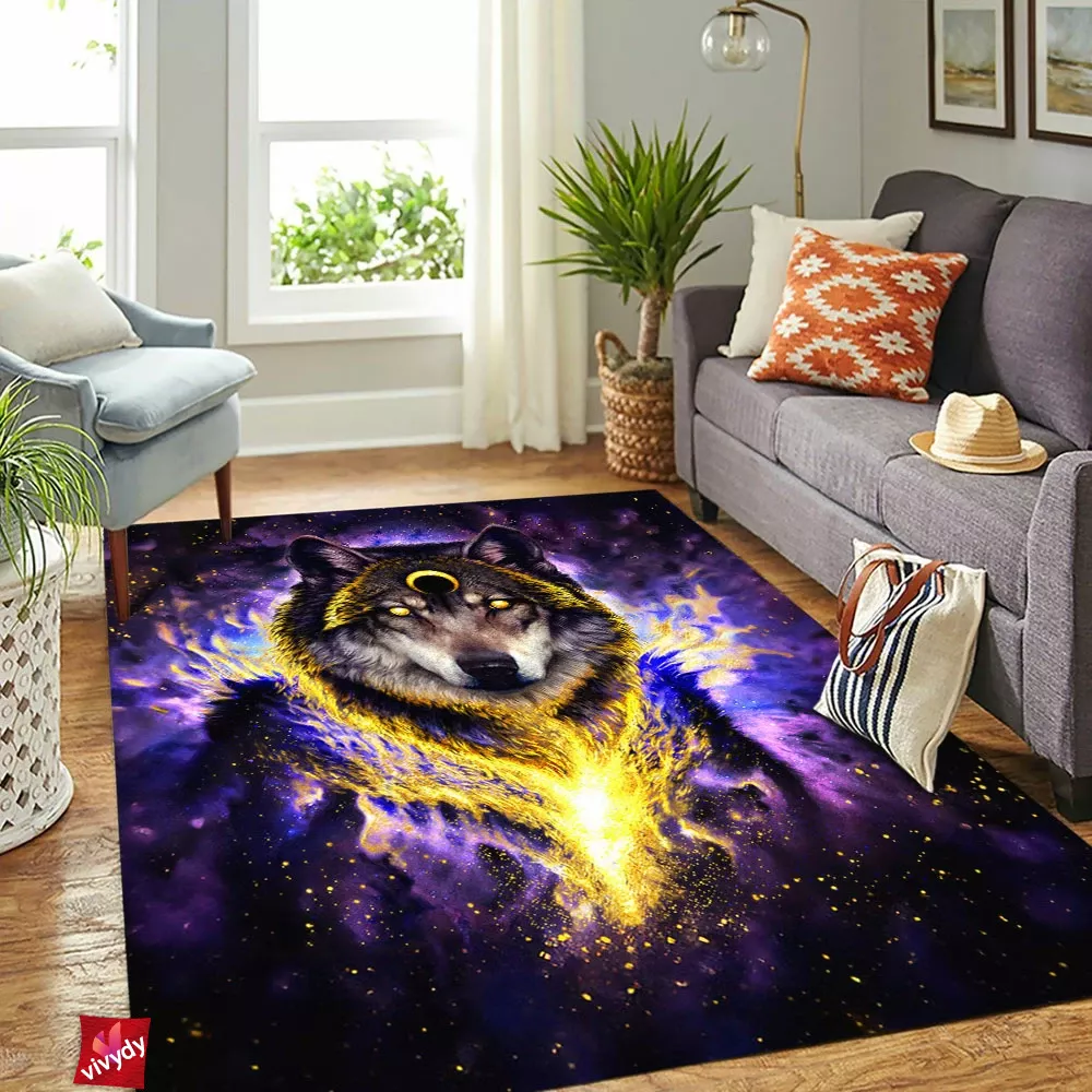 Galaxy Wolf Rectangle Rug