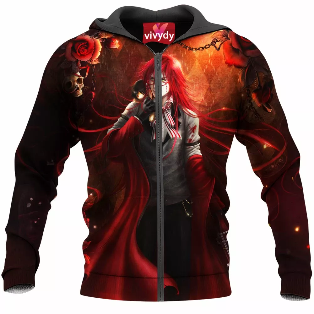 Black Butler Grell Sutcliff Zip Hoodie