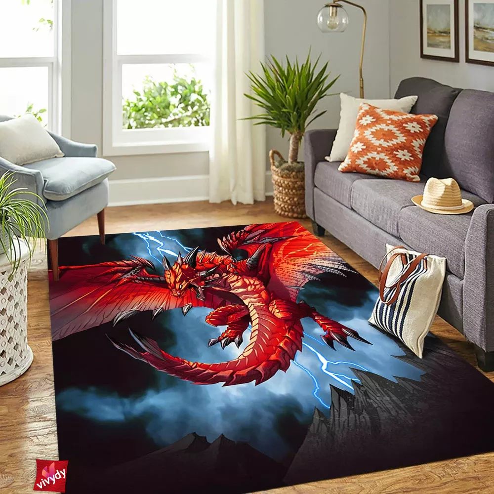 Red Dragon Rectangle Rug