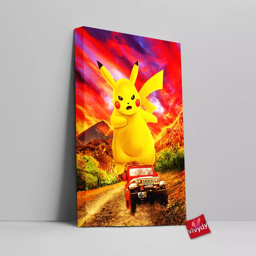 Pikachu Jurassic Canvas Wall Art