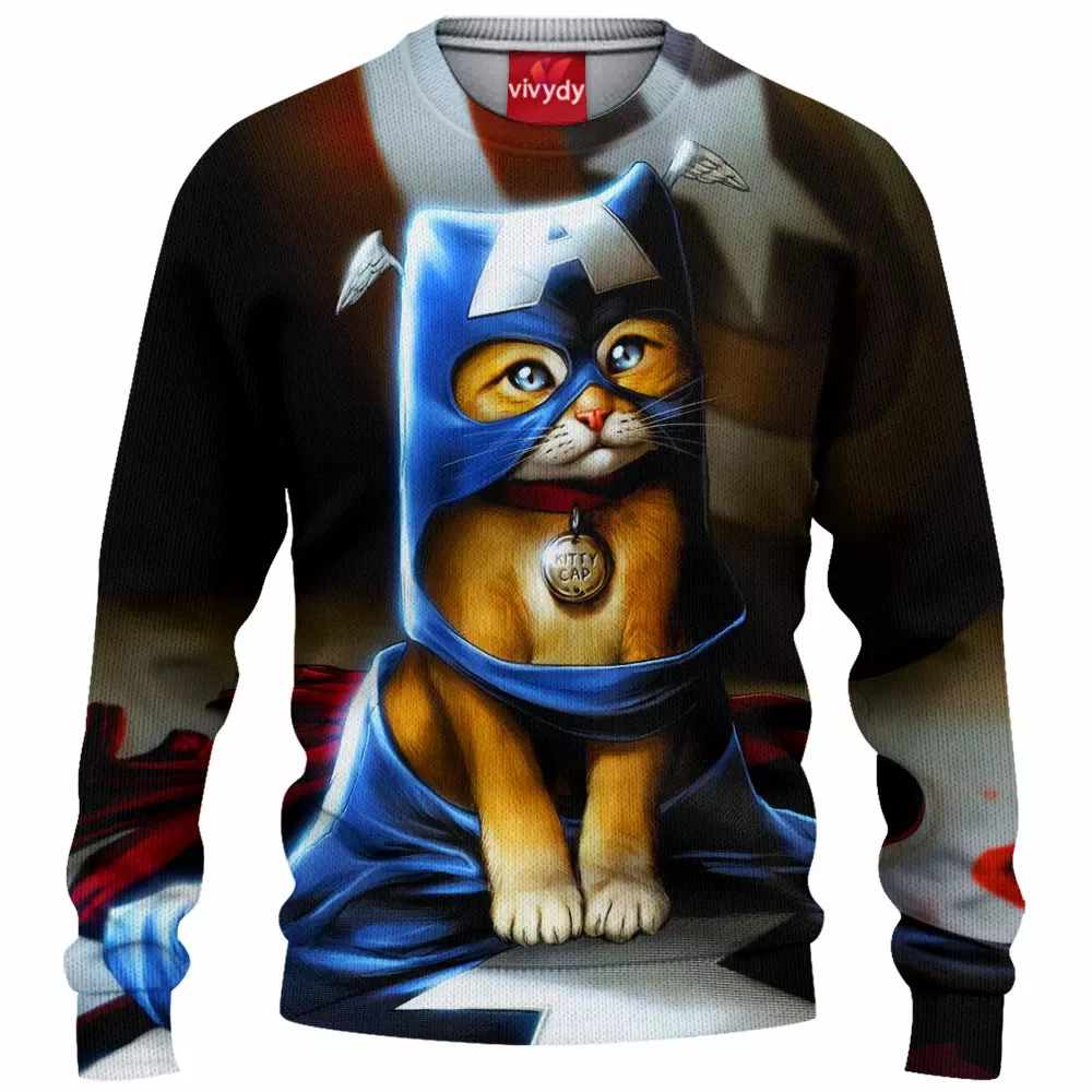 Kitty Captain America Knitted Sweater