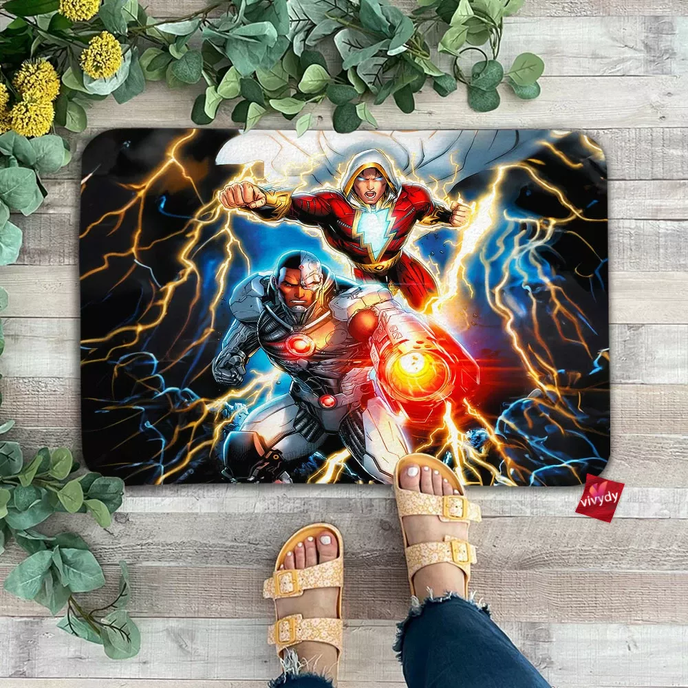 Cyborg And Shazam Doormat