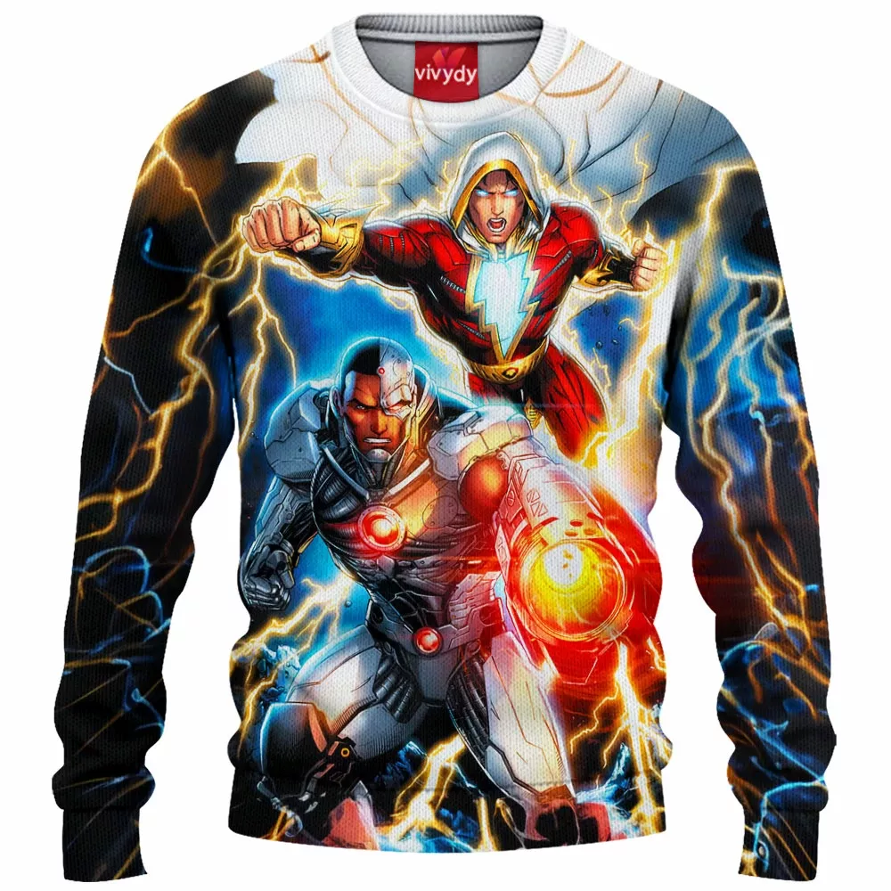 Cyborg And Shazam Knitted Sweater