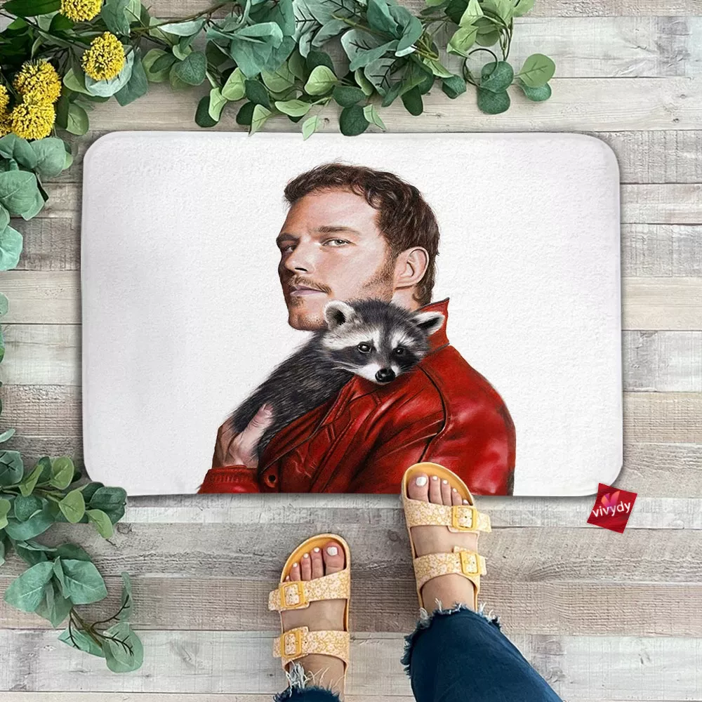 Chris Pratt as Star-Lord with raccoon Doormat