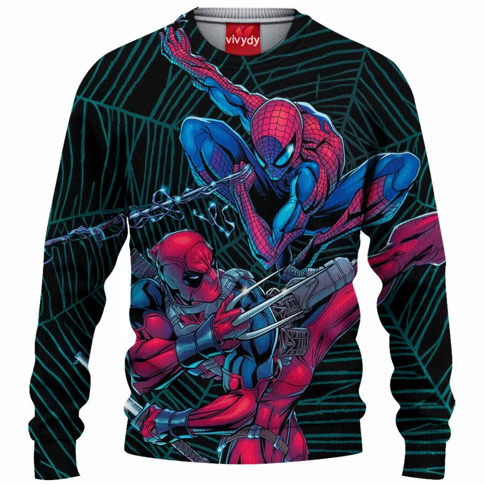 Spider-man vs Deadpool Knitted Sweater