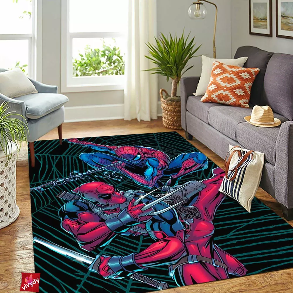 Spider-man vs Deadpool Rectangle Rug