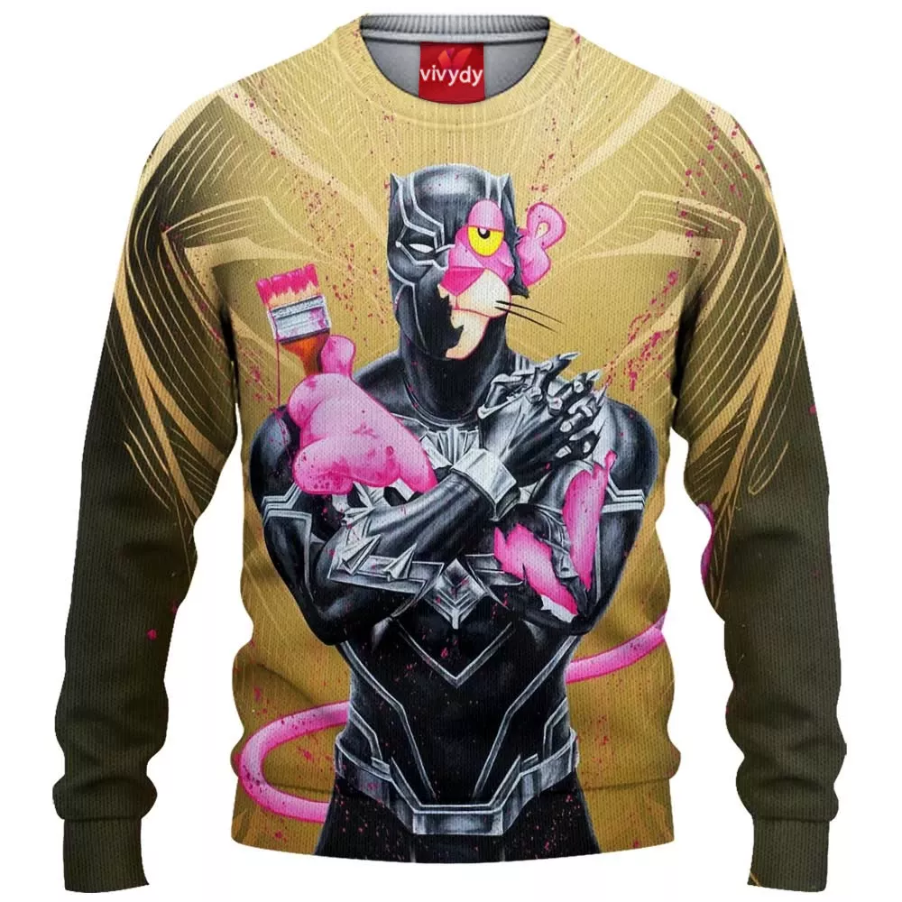 Pink Panther Black Panther Knitted Sweater