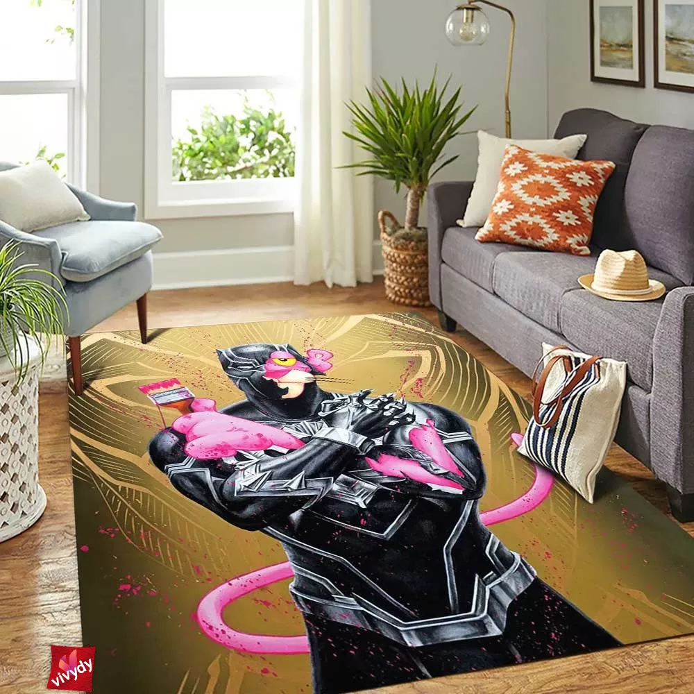 Pink Panther Black Panther Rectangle Rug